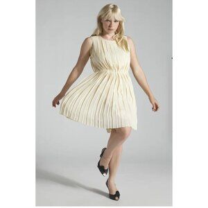 Simply Vera Vera Wang chiffon mid Dress Womens Sleeveless Pleated  beige Size S